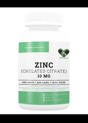 Zinc zitrate chelated 10 мг. premium (200 капсул) цинк хелат ц...