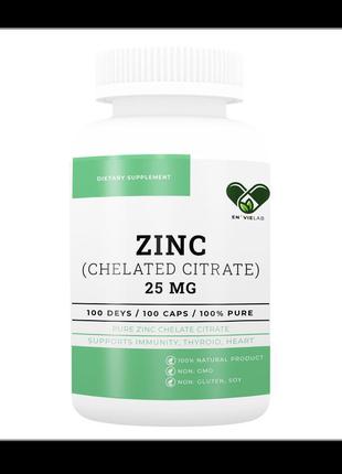 Цинк таблетки 25 мг 100 капсул zinc zitrate chelated 25 mg цин...