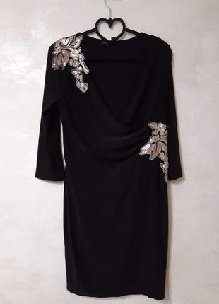 Святкове  чорне плаття з декором3 фото