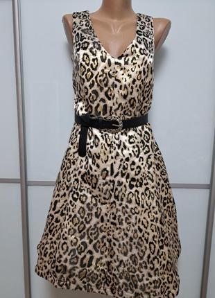 Святкове плаття , принт леопард золотистий3 фото