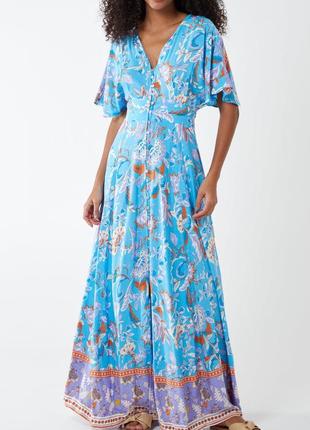 Длинное платье с пуговицами blue vanilla вискоза3 фото