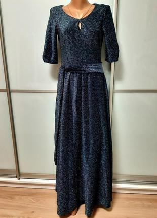 Шикарне довге плаття з люриксом1 фото