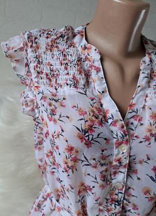 Романтична блуза в квіти з пояском3 фото