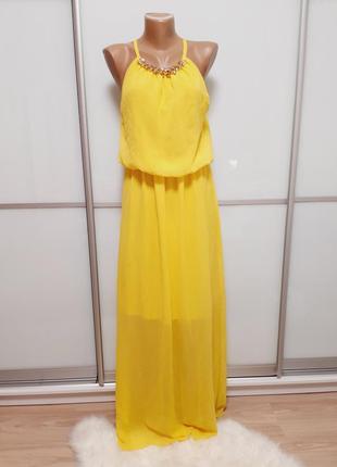 Яскраве жовте довге плаття2 фото