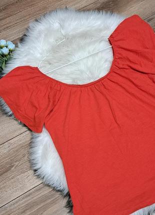 Блуза червона котон, на плечі2 фото
