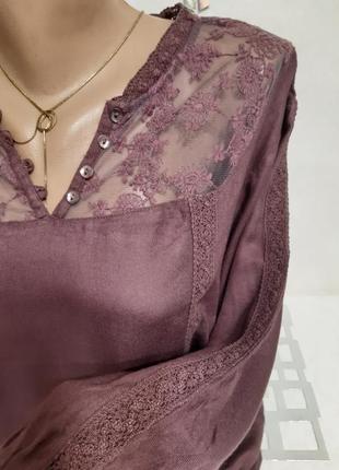 Шикарна котонова блуза з мереживом4 фото