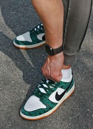 Мужские кроссовки зеленые с белым nike dunk low "green snakeskin”4 фото