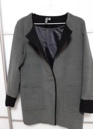 Пальто кардиган, сіре з чорним2 фото