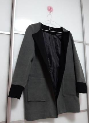 Пальто кардиган, сіре з чорним6 фото