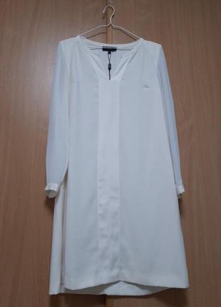 Біле плаття міді з шифоновими рукавами2 фото