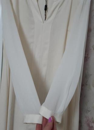Біле плаття міді з шифоновими рукавами7 фото