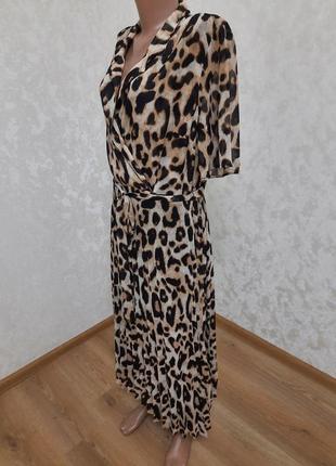 Шифоновое платье леопардовый принт юбка плиссе2 фото