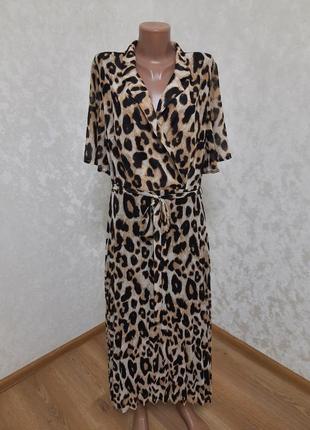 Шифоновое платье леопардовый принт юбка плиссе