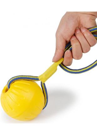 Іграшка для собак тренувальний м'яч із канатом плаває з пінистої гуми, жовтий 9 см2 фото
