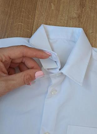 Белая рубашка для мальчика с коротким рукавом6 фото