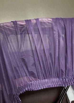 Готовий фіолетовий тюль з грек-сітки на тасьмі під гачки 300х3...2 фото