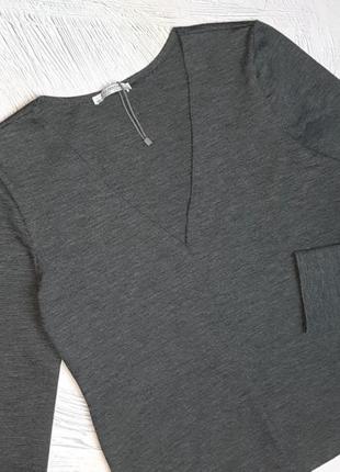 💝2+1=4 базовый темно-серый свитер лонгслив с декольте zara, размер 46 - 484 фото