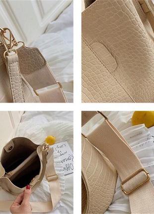 Жіноча сумка мішок під крокодилячу шкіру шоппер крос боді на п...2 фото