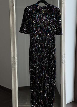 Неймовірна максі сукня  вельветова з паєтками8 фото