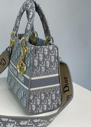 Сумка premium chri**** di** medium lady d-lite bag grey8 фото