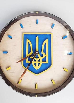 Годинник на стіну, настінний годинник з гербом у кольорах україни3 фото