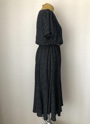 Романтичное милое черное платье в горошек 100% вискоза laura torelli (nkd) размер l (реально до xxl)3 фото