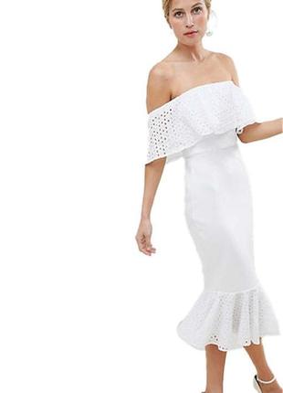 Шикарное белое платье миди asos disign1 фото