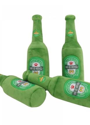Игрушка для собак бутылка heineken плюшевая, зеленая