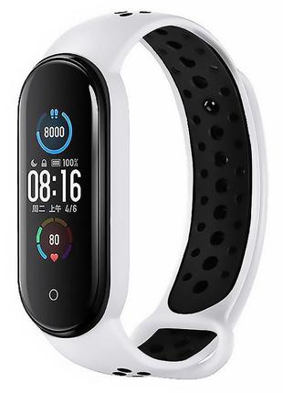 Ремінець double color strap для xiaomi mi band 5/6 white-black