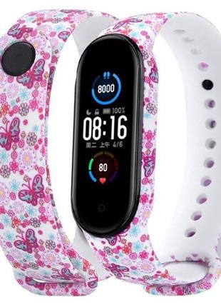 Ремешок painted strap для xiaomi mi band 3 / 4 butterflies