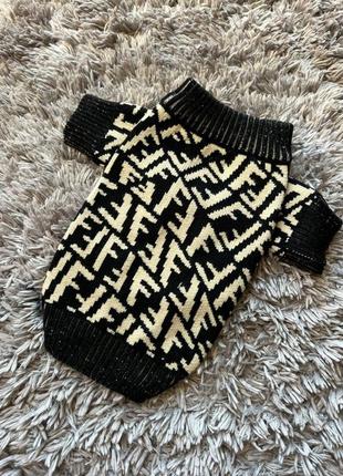 Брендовый свитер для собак fendi с белыми буквами f, черный
