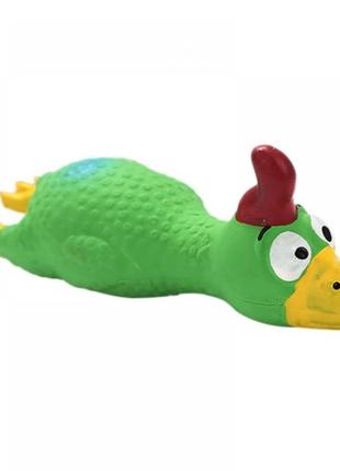 Игрушка для собак лежащая утка латексная с пищалкой, зеленая 17см