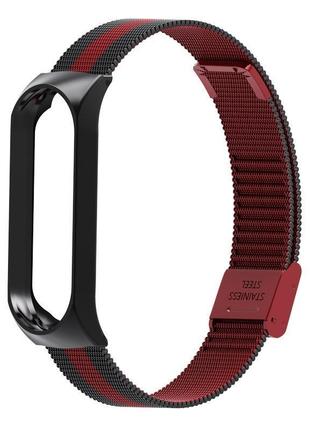 Ремешок milanese loop strap для xiaomi mi band 5 / 6 black red