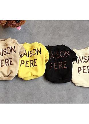 Толстовка для собак без капюшона с надписями maison pere, черного цвета