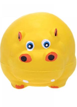 Іграшка для собак круглий бігімот латексний з пискавкою, жовтий 9 см3 фото
