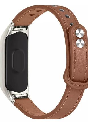 Ремешок leather strap xiaomi mi band 7 brown