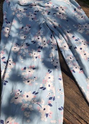 Брюки для сна новые, пижама в цветы голубая, пижамные брюки, штани для дома2 фото