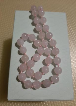 Ожерелье розовый кварц, натуральный камень