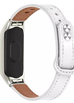 Ремінець leather strap xiaomi mi band 7 white