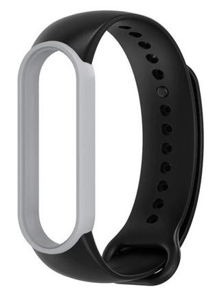 Ремешок mijobs double color для xiaomi mi band 5 / 6 black grey1 фото