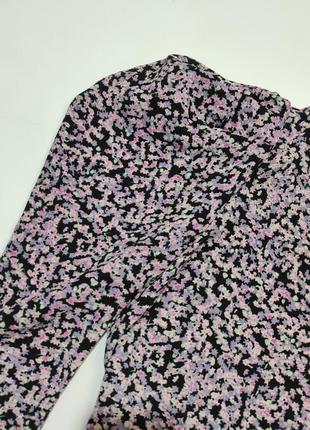 Квіткова блузка з пишним об'ємним рукавом кофта лонгслів сорочка довгий рукав у квіти8 фото