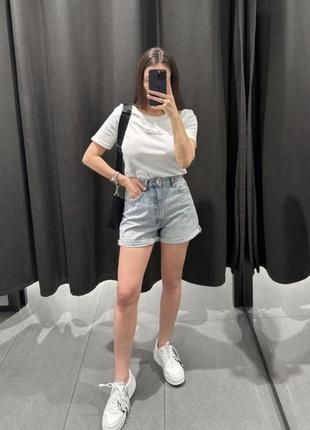 Джинсовые шорты zara mom fit бермуды