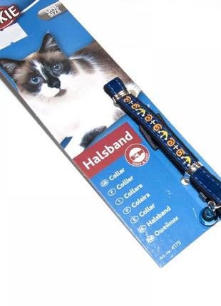 Нашийник для котів trixie вельвет із вишивкою, синього кольору