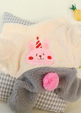 Плюшевый комбинезон для собак petcircle birthday rabbit наряд на день рождения, серый3 фото