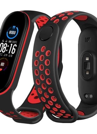 Ремінець double color strap для xiaomi mi band 5/6 black-red