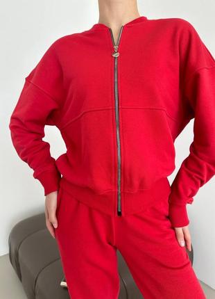 Жіночий якісний спортивний червоний костюм кофта і широкі штани палаццо