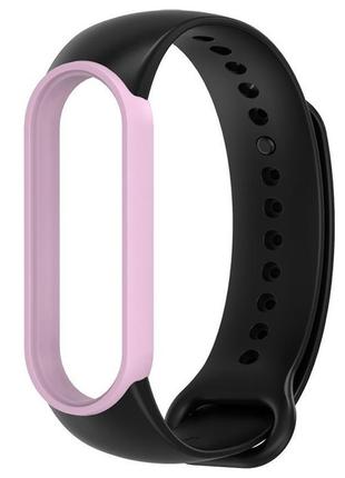 Ремінець mijobs double color для xiaomi mi band 5/6 black pink