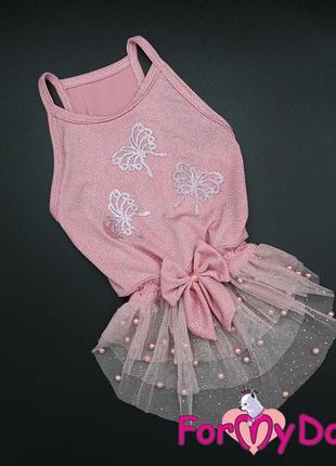 Плаття для собак for my dogs "метелики з блискітками" рожевий