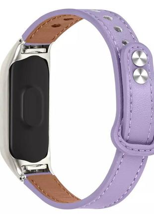 Ремінець leather strap xiaomi mi band 7 purple