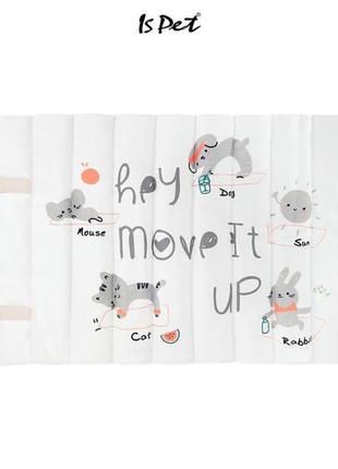 Лежанка-коврик для собак и котов is pet "hey,move it up" белого цвета с принтом